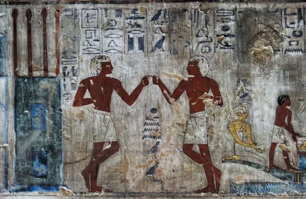 A Depiction Of Ancient Armwrestling From Egyptian Hieroglyphics